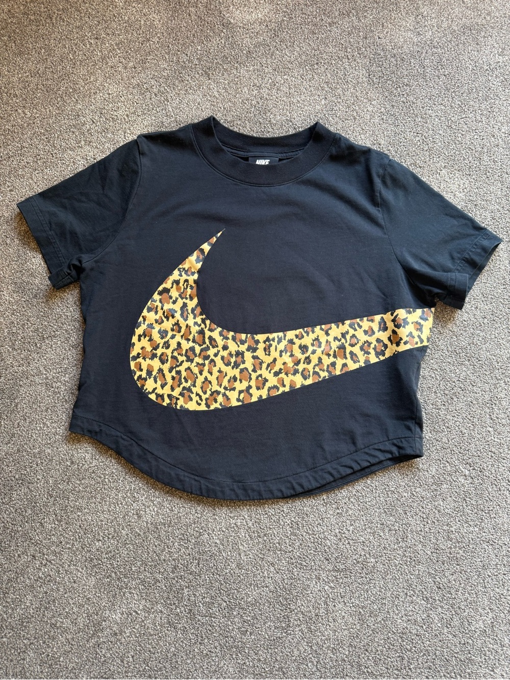 Nike Black Short-Sleeve Tee with Leopard Swoosh